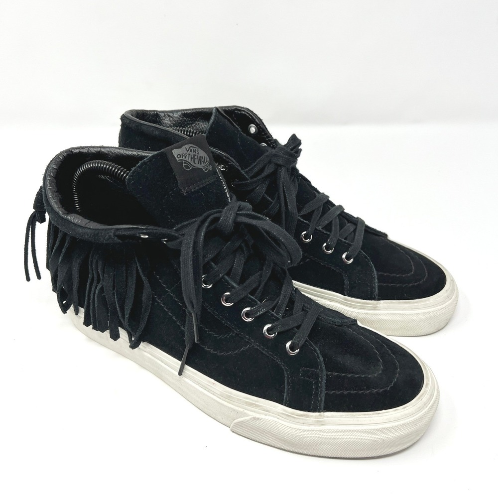 VANS SK8-HI Moc Womens Size 9 Black Suede Booties Fringe Sneakers Skateboarding